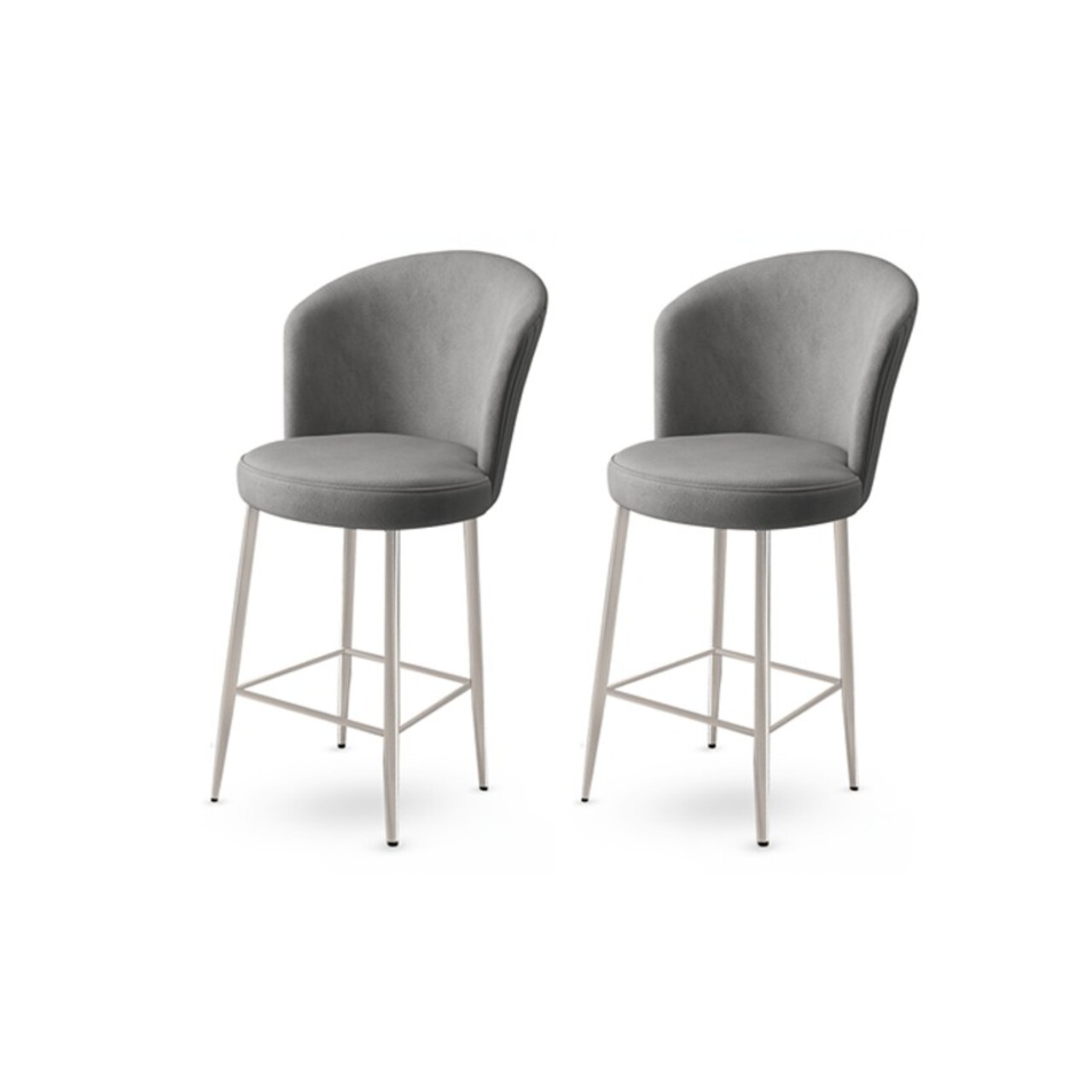 Set scaun de bar (2 bucăți), Hanah Home, Alte, Crem / Crom - imagine 3